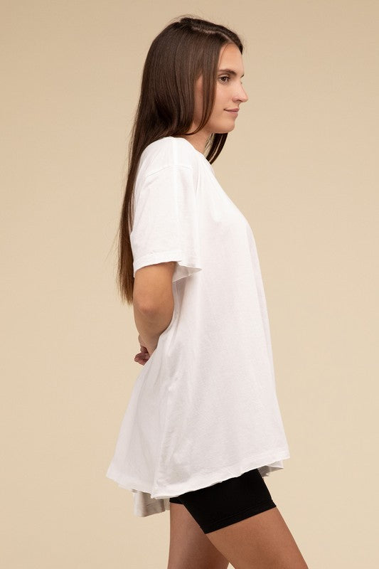 Cotton Drop Shoulder Oversized Top