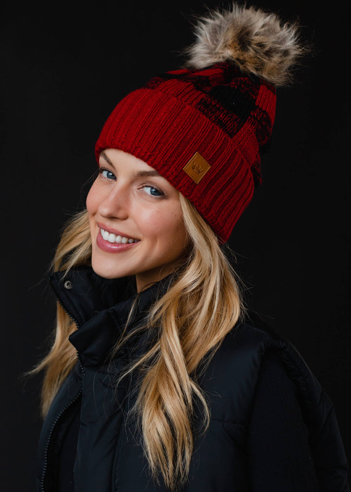 Red Buffalo Plaid Pom Hat