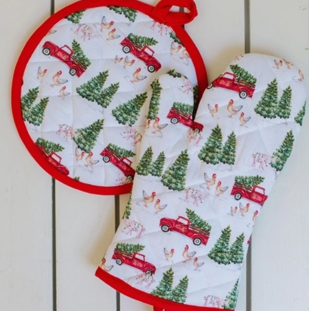 Christmas Farm Potholder Set