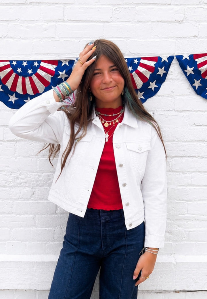 Jackie Denim Jacket in White