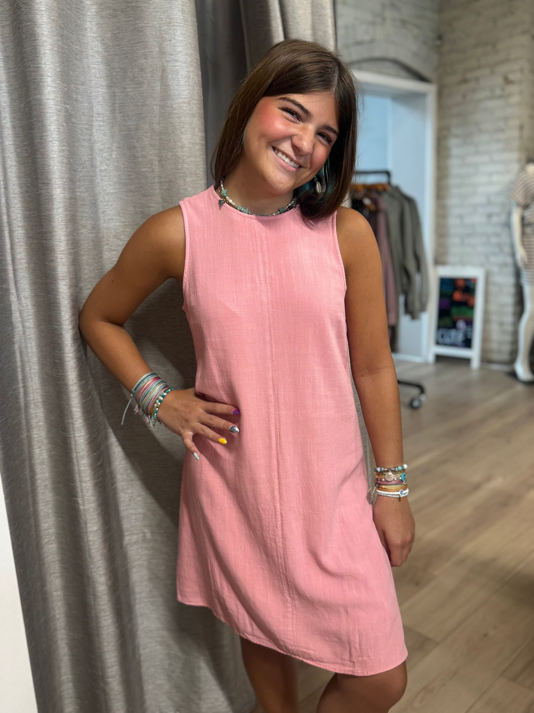 La Vie Rose Linen Dress