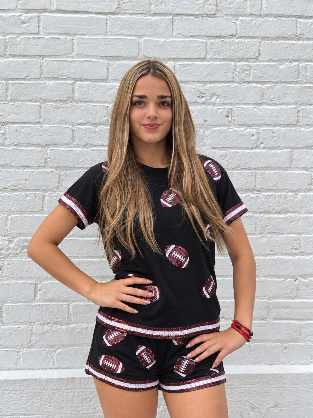 Under the Lights Sequin Football Top