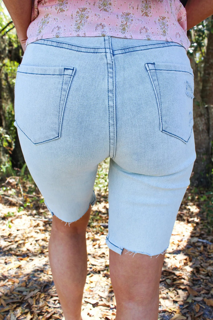 L & XL - White Birch Bermuda Denim Shorts