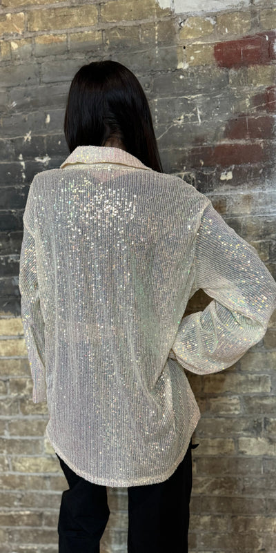 Glistening Sequin Blouse in Champagne