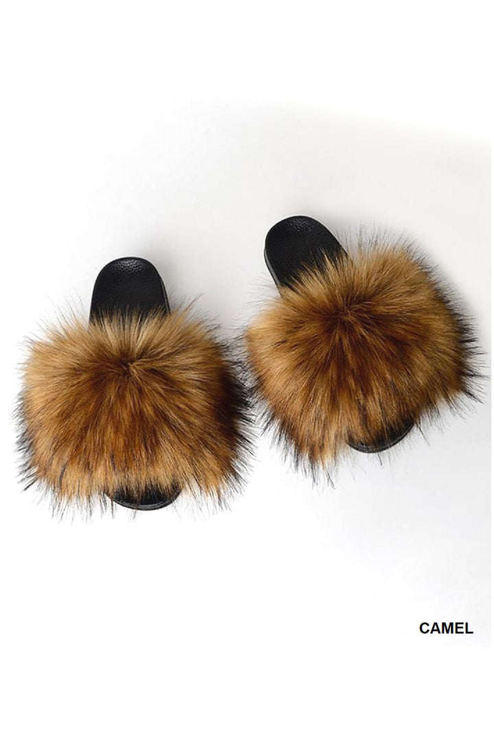 Furry Hard Bottom Slippers -IN STORE-