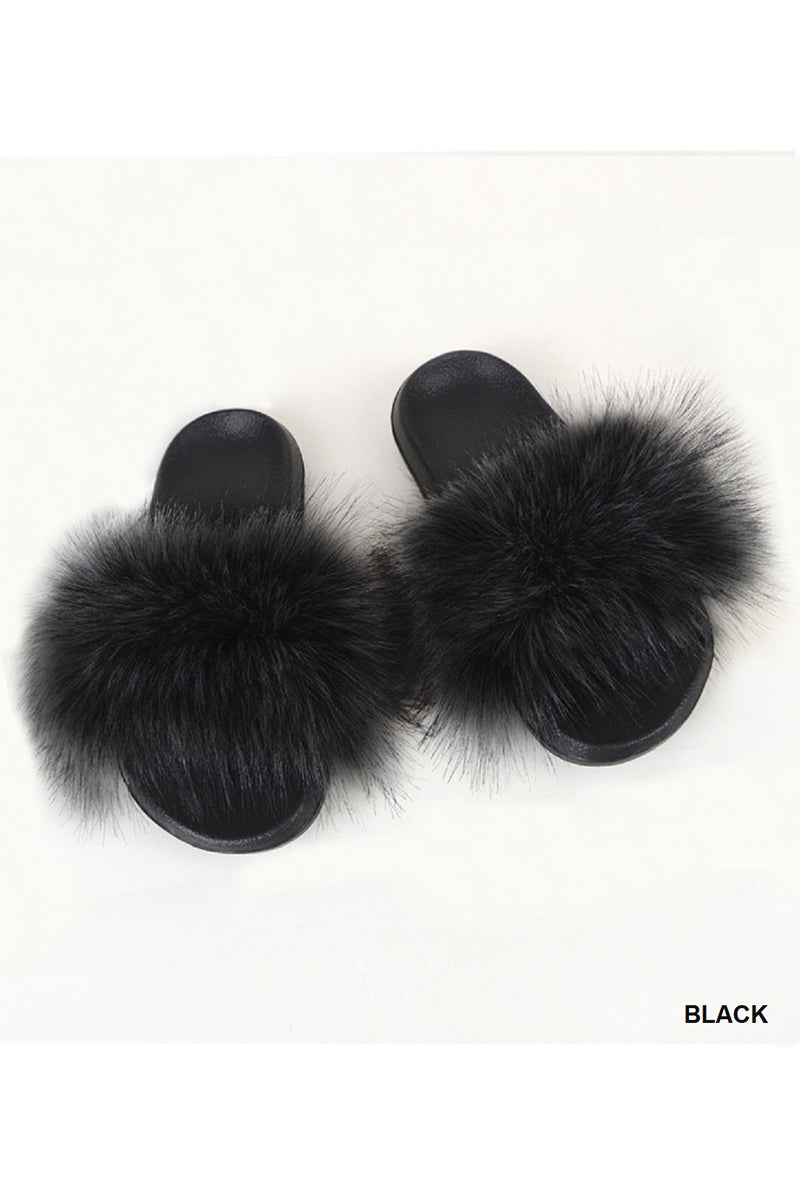 Furry Hard Bottom Slippers -IN STORE-