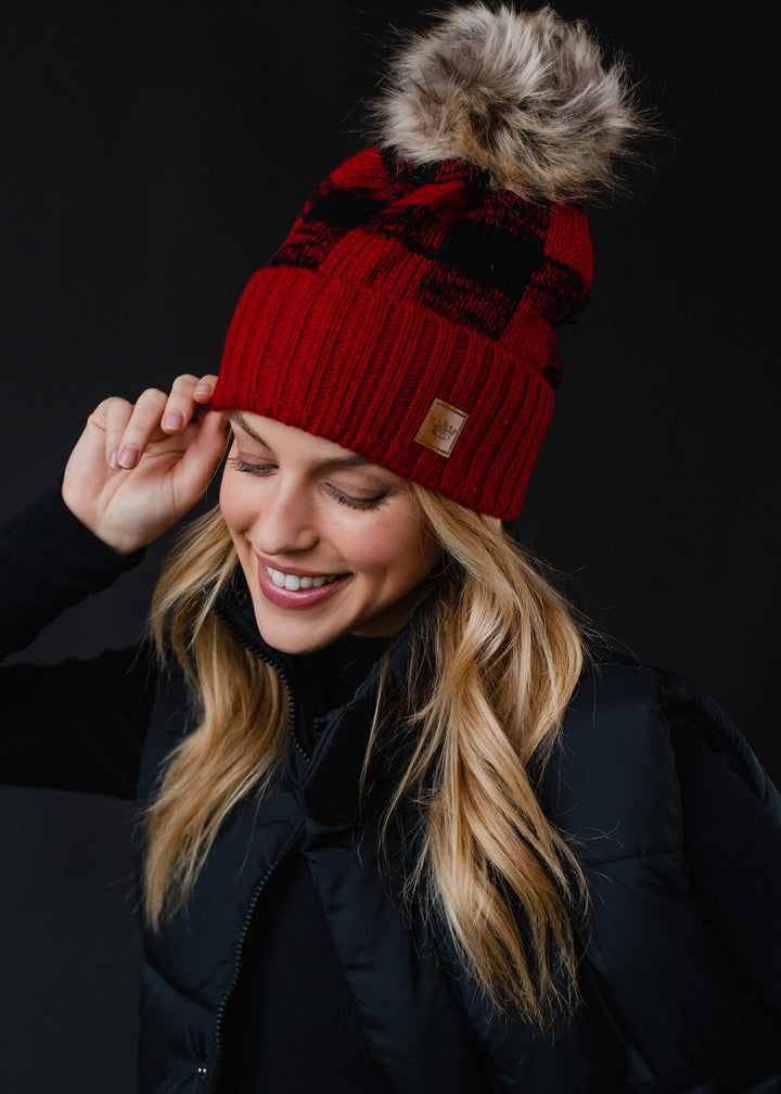 Red Buffalo Plaid Pom Hat