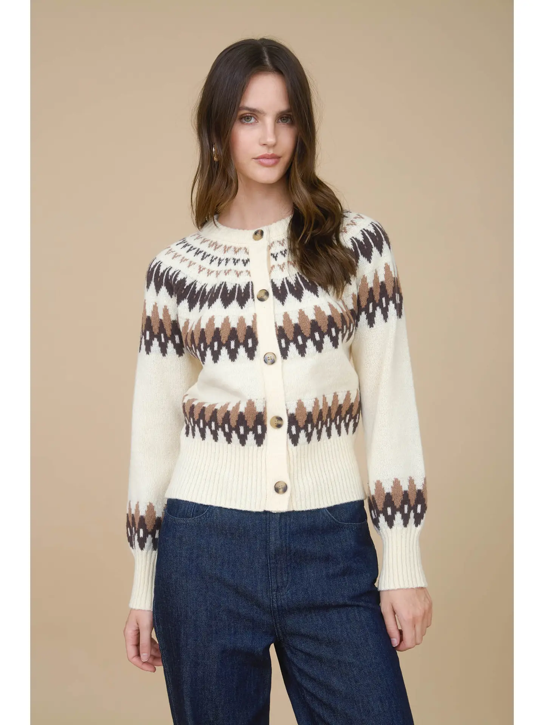 Fair Isle Chunky Sweater in Latte