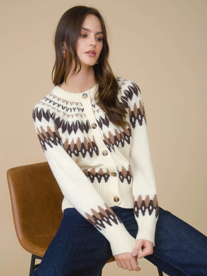 Fair Isle Chunky Sweater in Latte