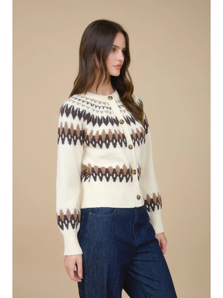 Fair Isle Chunky Sweater in Latte