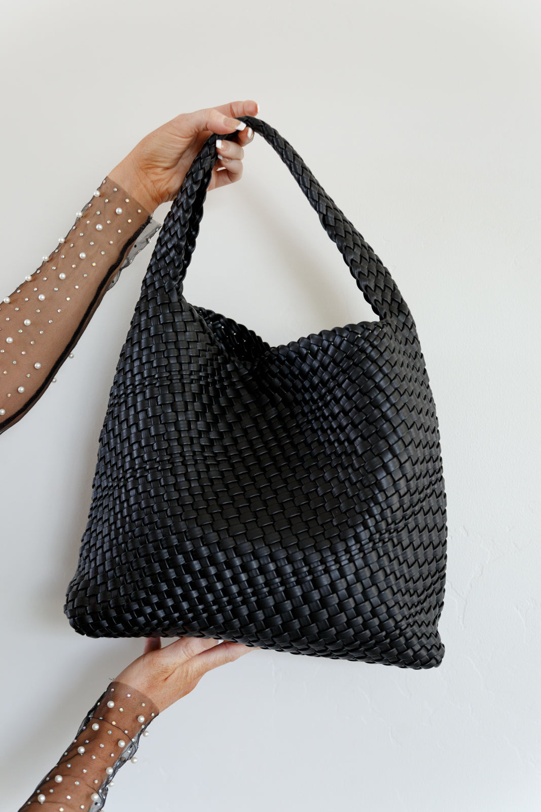 Woven and Worn Tote in Black